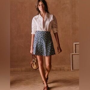 Sézane Marika Skirt NWT Cara Print Blue Floral 40/8